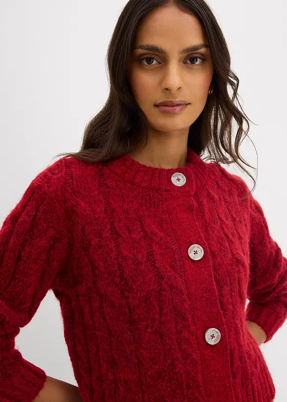 Grovstickad cardigan i mjukt material, bonprix