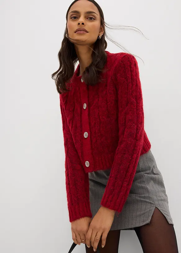 Grovstickad cardigan i mjukt material, bonprix