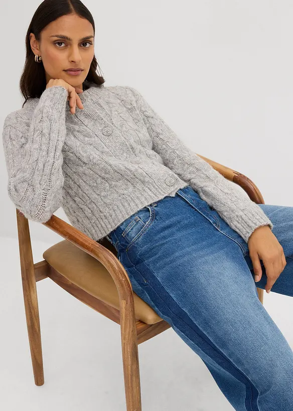 Grovstickad cardigan i mjukt material, bonprix