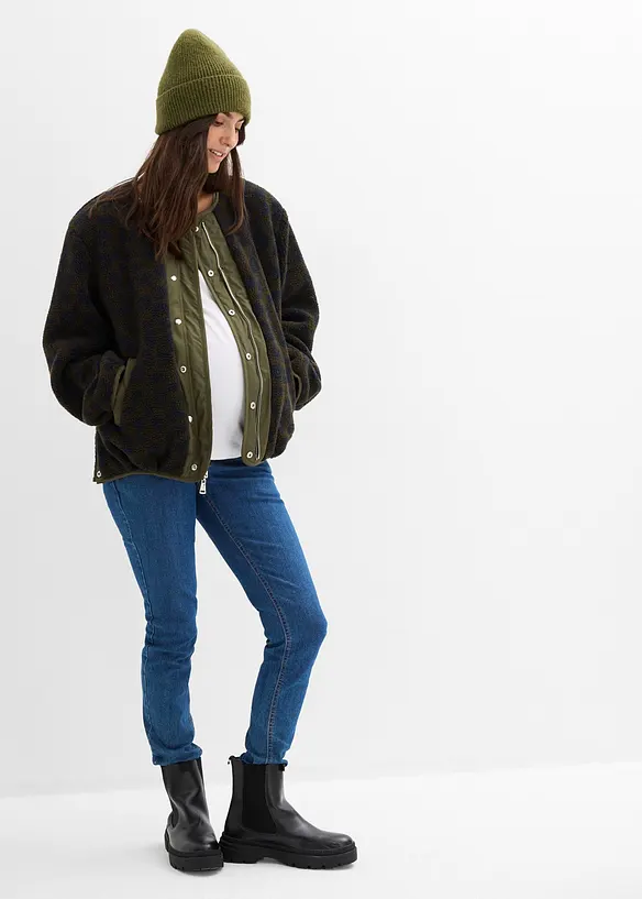 Vändbar mammajacka i kort modell med bebisficka, bonprix