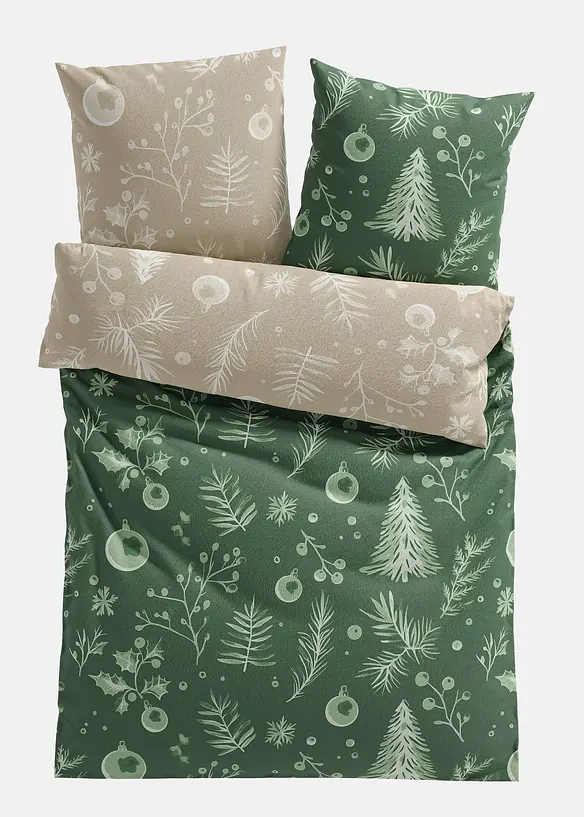 Vändbart bäddset med julfint blommönster, bonprix