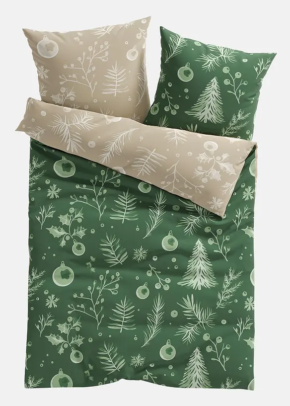 Vändbart bäddset med julfint blommönster, bonprix
