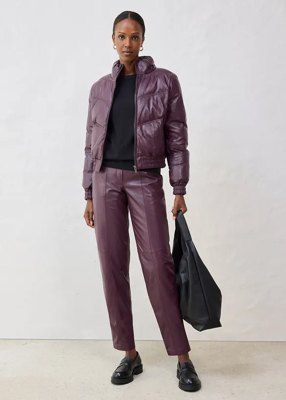 Quiltad skinnjacka i lammnappa, bonprix