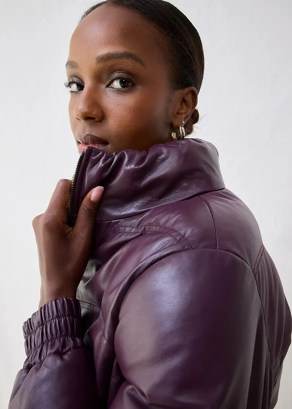 Quiltad skinnjacka i lammnappa, bonprix