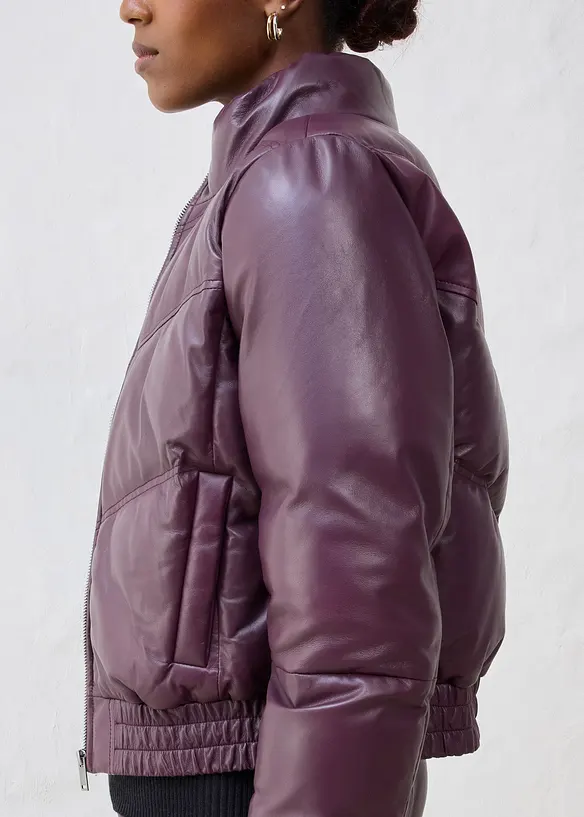 Quiltad skinnjacka i lammnappa, bonprix