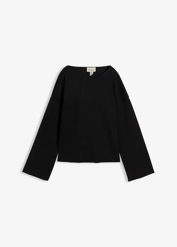 Långärmad topp av ribbat material, bonprix