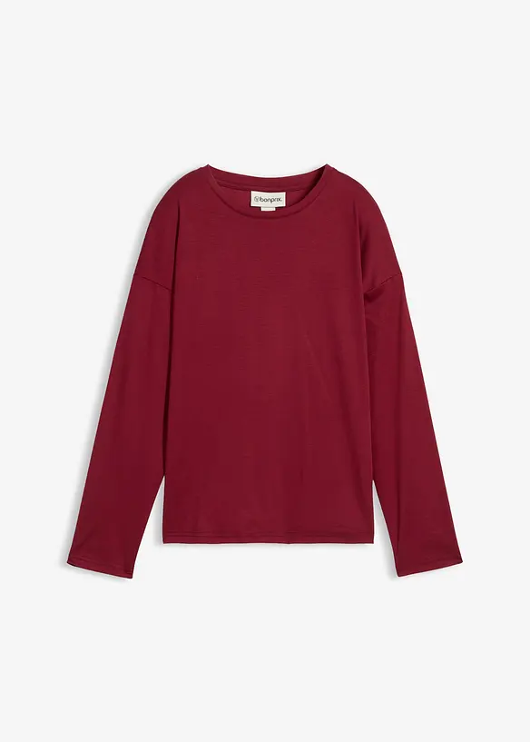 Långärmad topp med silke, bonprix
