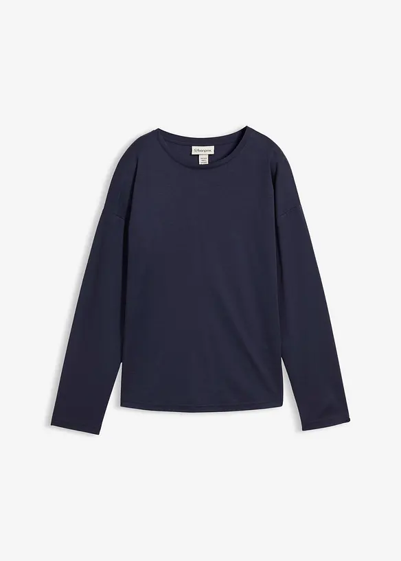 Långärmad topp med silke, bonprix