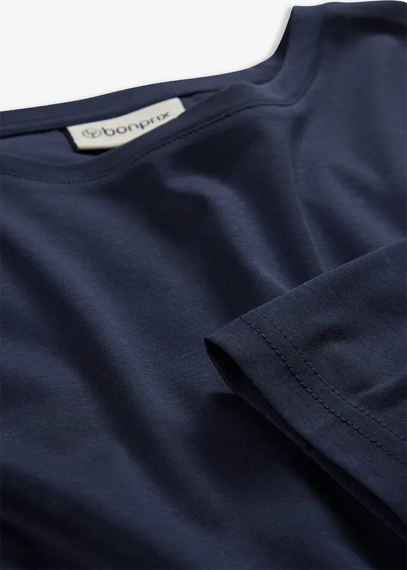 Långärmad topp med silke, bonprix