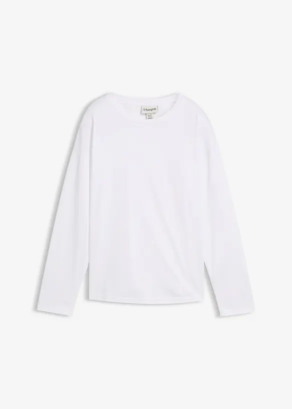 Långärmad topp med silke, bonprix