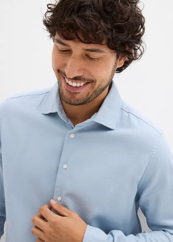 Business-skjorta i flanell av ren bomull, Slim Fit, bonprix