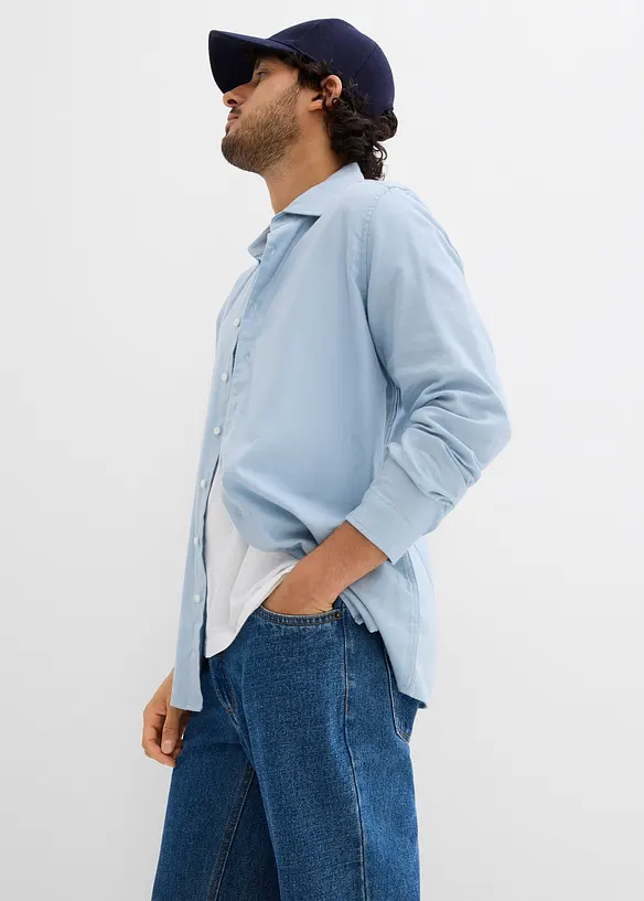 Business-skjorta i flanell av ren bomull, Slim Fit, bonprix