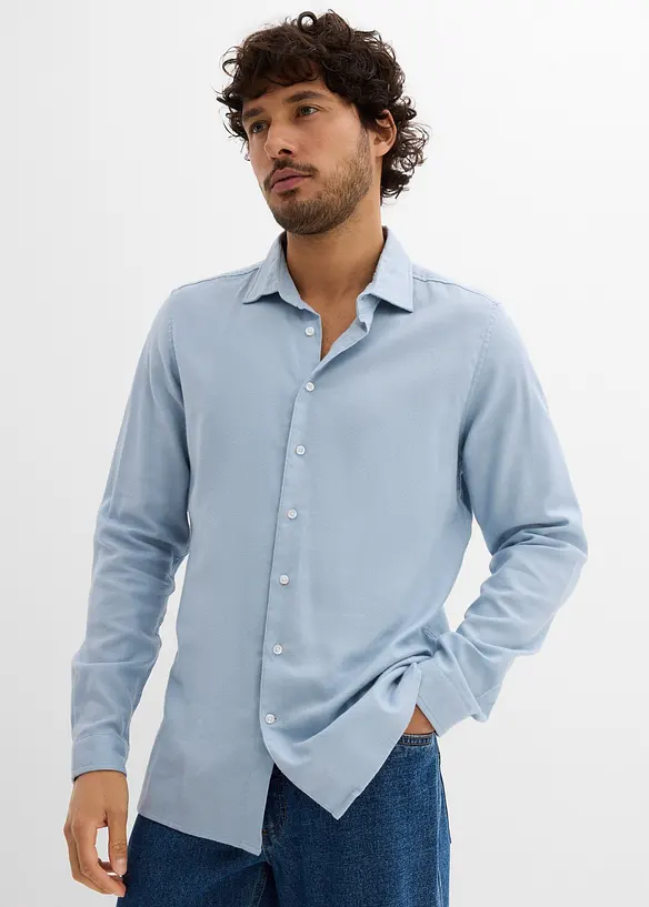 Business-skjorta i flanell av ren bomull, Slim Fit, bonprix