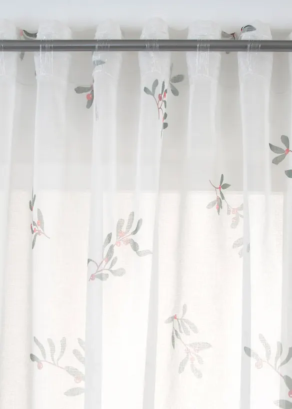 Gardin med motiv av mistelkvistar (1-pack), bonprix