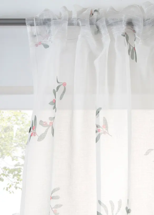 Gardin med motiv av mistelkvistar (1-pack), bonprix