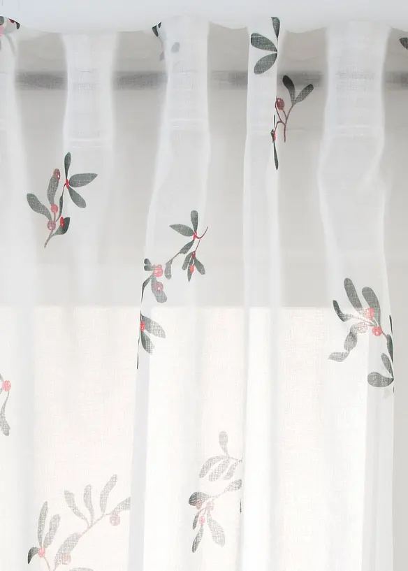 Gardin med motiv av mistelkvistar (1-pack), bonprix