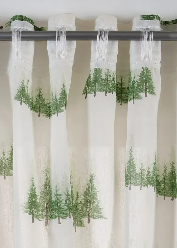 Gardin med tryckt granmönster (1-pack), bonprix