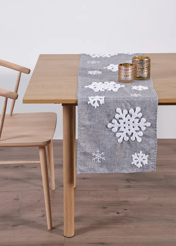 Bordslöpare med fluffiga snöflingor, bonprix