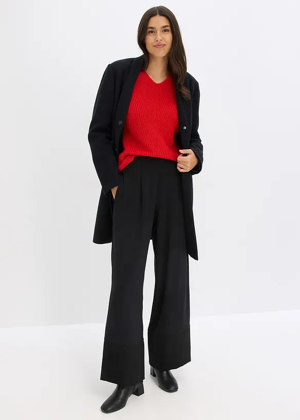 Oversizetröja i bomull och merinoull, bonprix