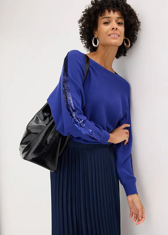 Finstickad tröja med paljetter, bonprix