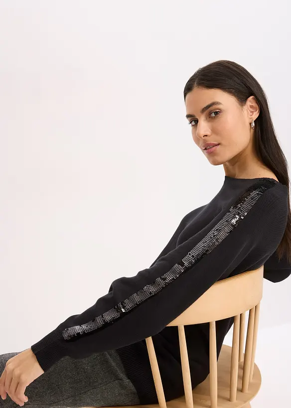 Finstickad tröja med paljetter, bonprix