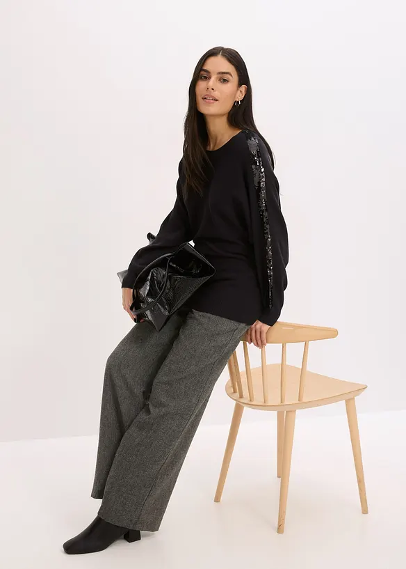 Finstickad tröja med paljetter, bonprix