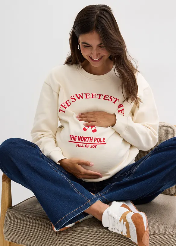 Mamma-/amningssweatshirt i mjuk ekologisk bomull, bonprix