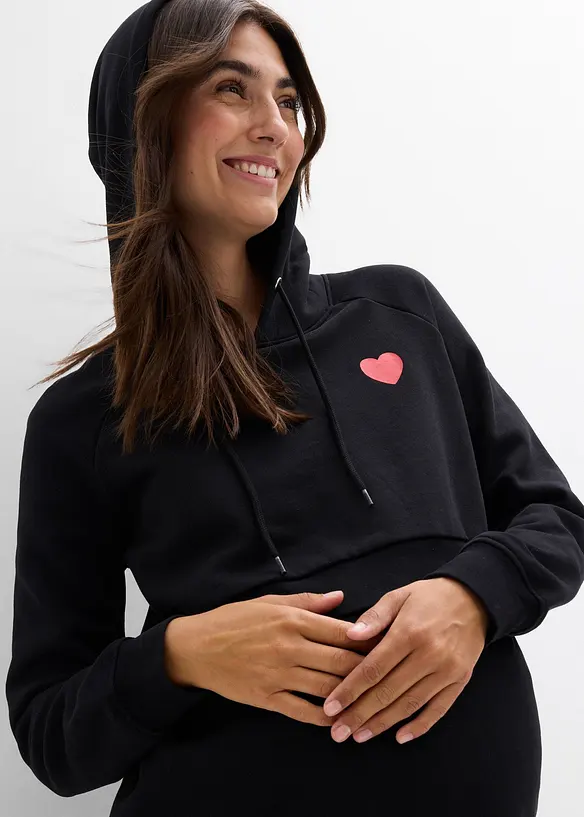 Mammasweatshirt av ekologisk bomull, med amningsöppningar, bonprix