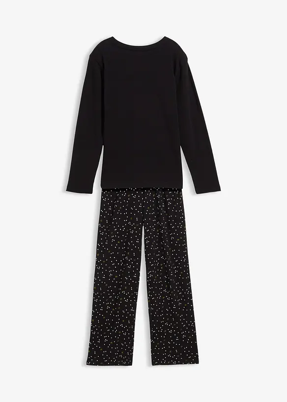 Pyjamas i mjuk bomull med glittrigt tryck, bonprix