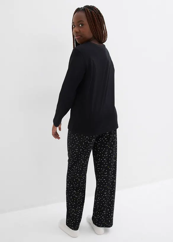 Pyjamas i mjuk bomull med glittrigt tryck, bonprix