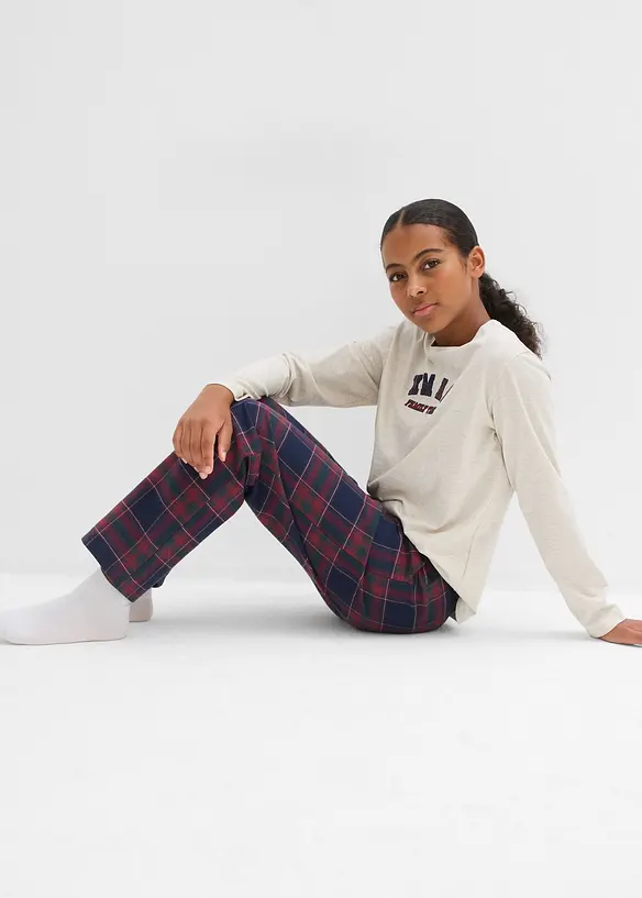 Pyjamas med flanellbyxa av mjuk bomull (2 delar), bonprix