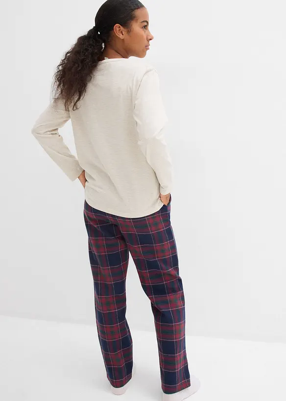 Pyjamas med flanellbyxa av mjuk bomull (2 delar), bonprix