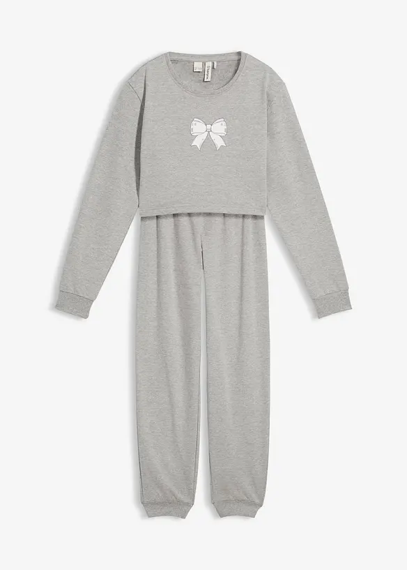 Trikåbyxa och sweatshirt i kort modell med mjuk bomull, bonprix