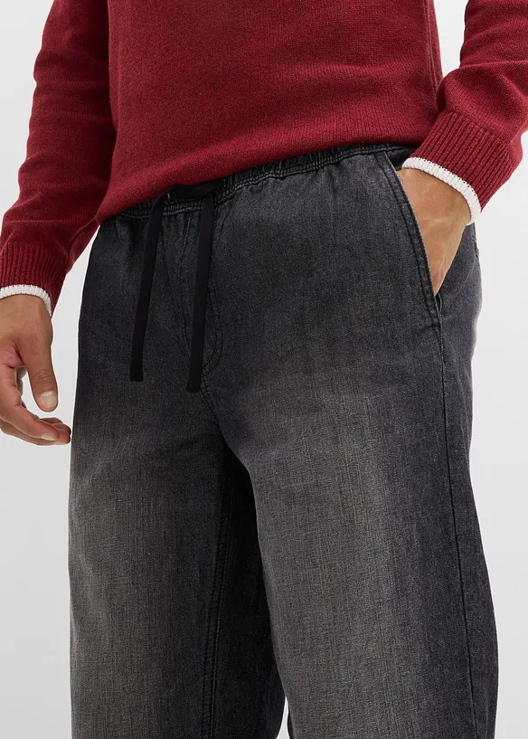 Fodrade jeans med stretch och resårlinning, Straight, bonprix