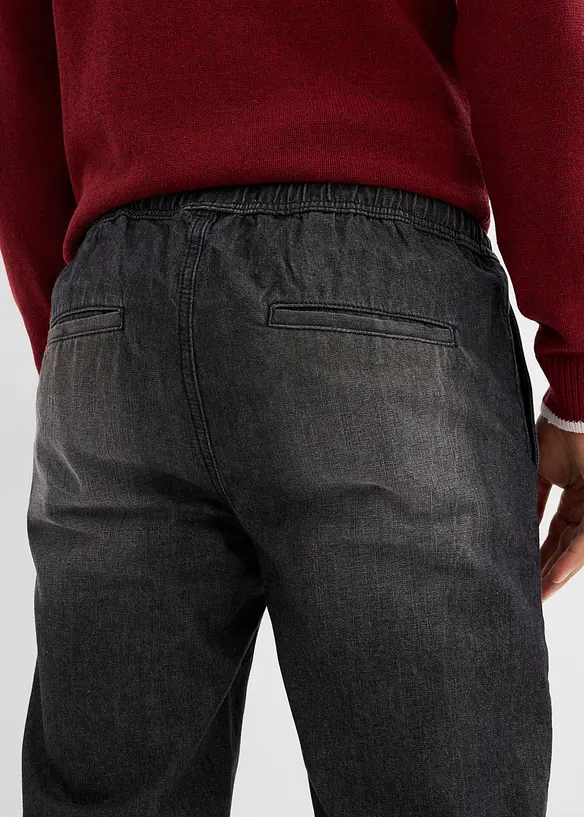 Fodrade jeans med stretch och resårlinning, Straight, bonprix