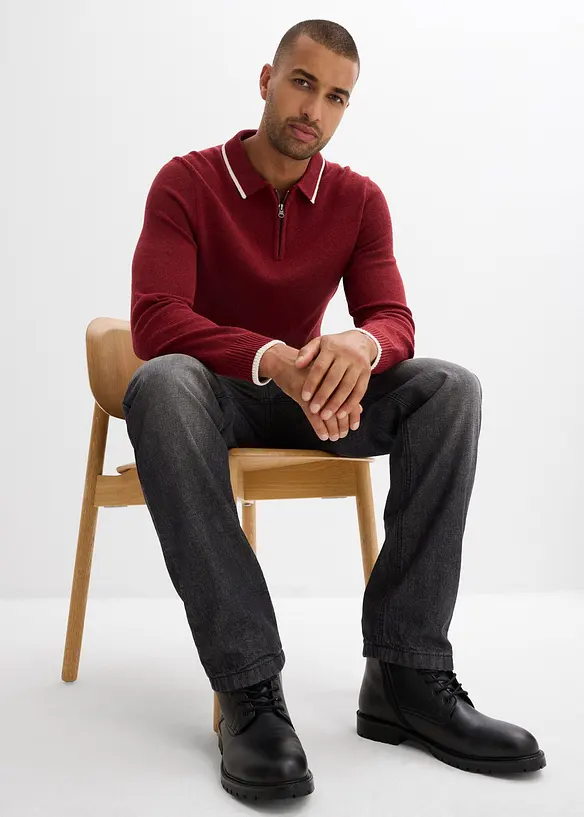 Fodrade jeans med stretch och resårlinning, Straight, bonprix