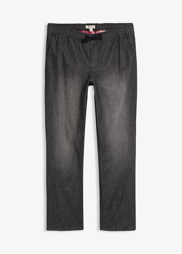 Fodrade jeans med stretch och resårlinning, Straight, bonprix