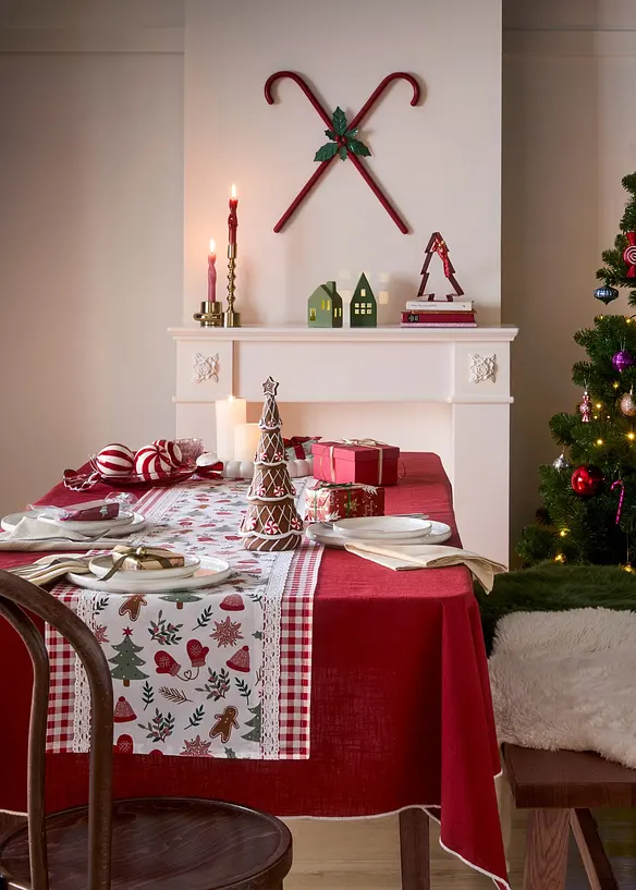 Bordslöpare med jultryck och ekologisk bomull, bonprix