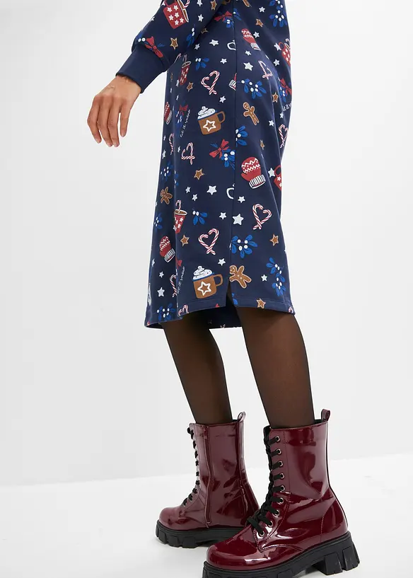 Trikåklänning med julmotiv, bonprix