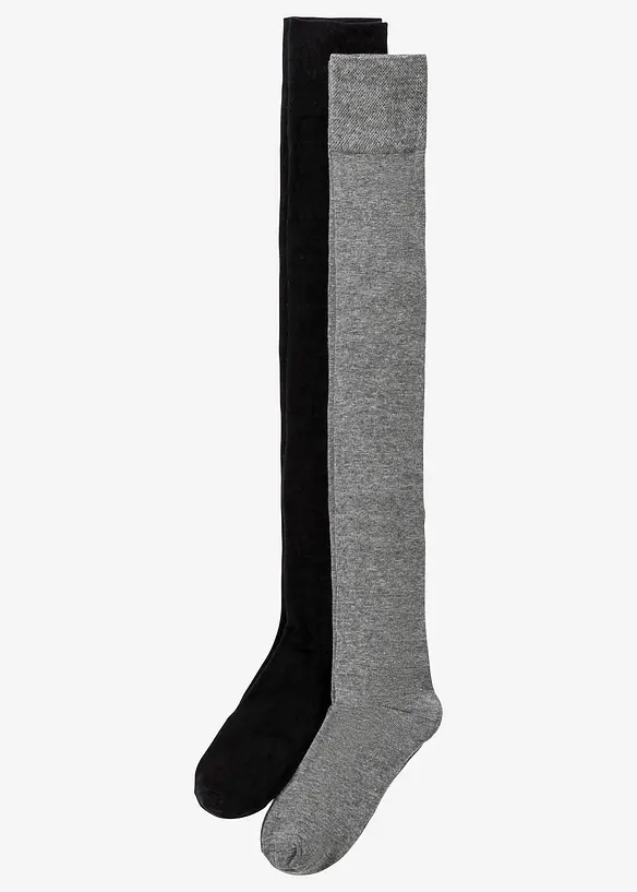 Overknee-strumpor (2-pack), ekologisk bomull, bonprix