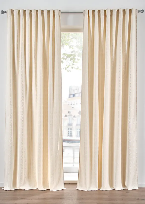 Ogenomskinlig gardinlängd i mjuk chenille (1-pack), bonprix