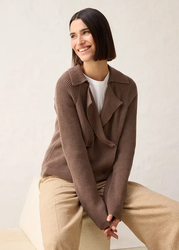 Cardigan i bomull och ull, bonprix
