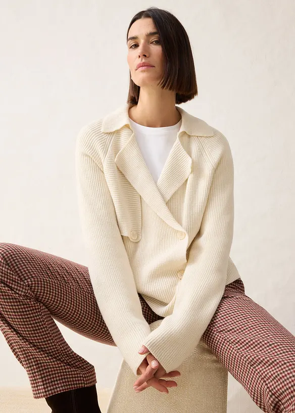 Cardigan i bomull och ull, bonprix