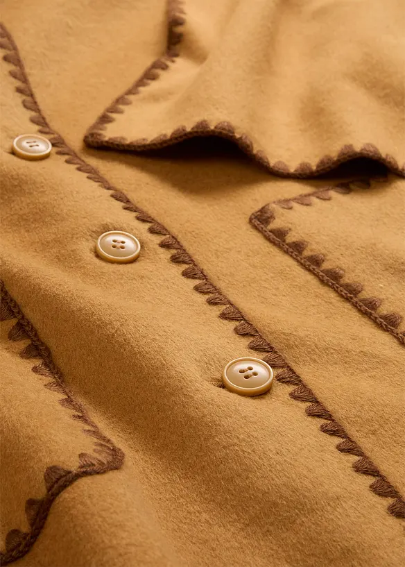 Jacka och halsduk i ylleblandning med dekorativt broderi, bonprix