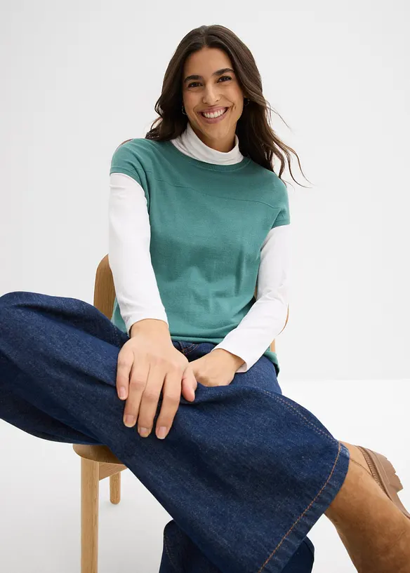 Slipover i mjuk viskosmix, bonprix