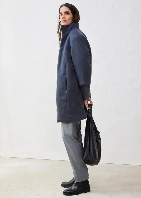 Kappa i ylleblandning med innerjacka i dun (2 delar), bonprix