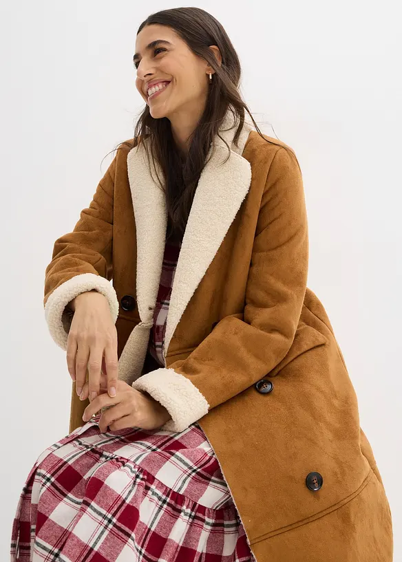 Kappa i skinnimititation med värmande teddyfoder, bonprix