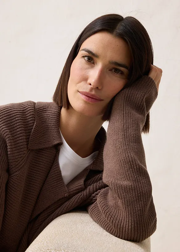 Cardigan i bomull och ull, bonprix