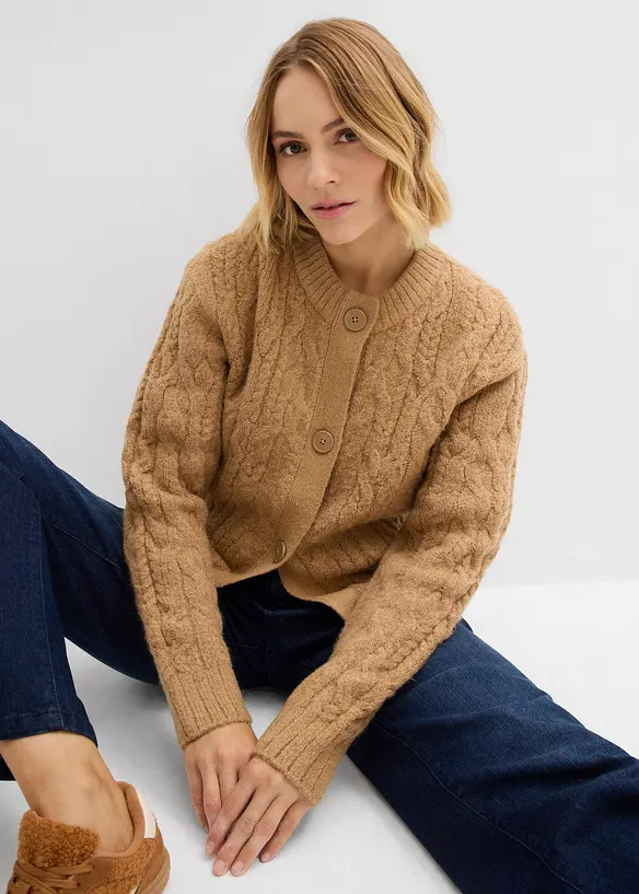 Grovstickad cardigan, bonprix