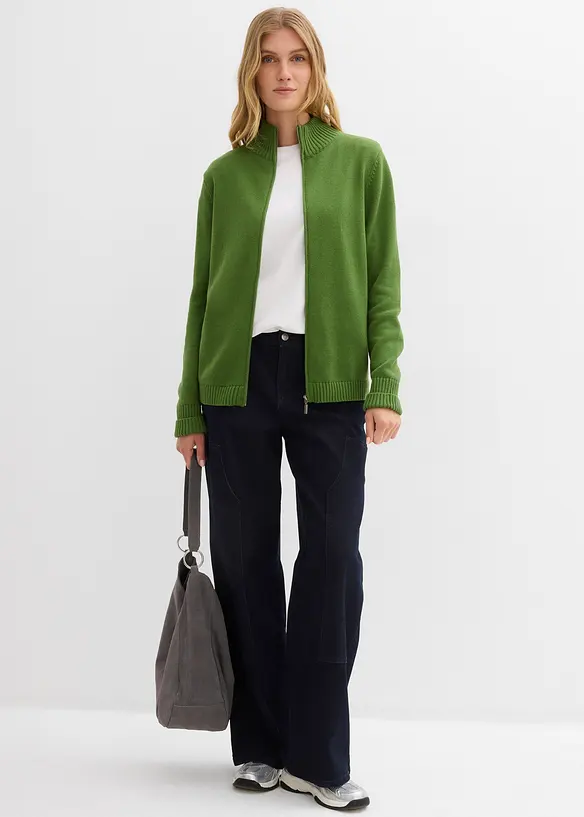 Stickad kofta av ekologisk bomull, bonprix